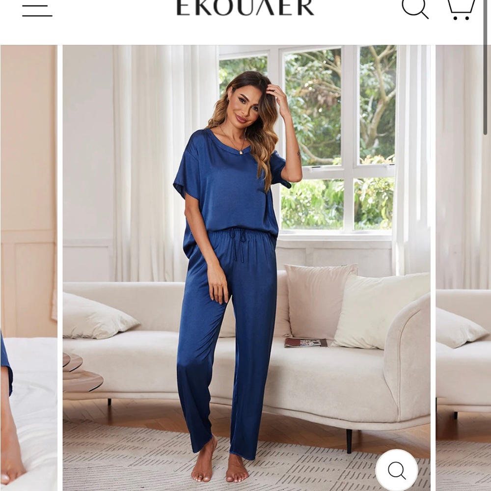 NWT Ekouaer satin 2 piece pajama set